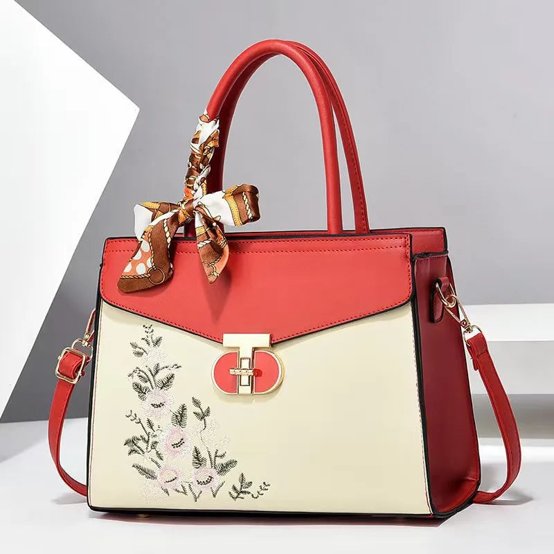 Women's Pu Leather Color Block Streetwear Square Zipper Shoulder Bag Handbag