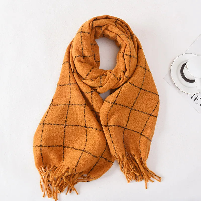 Women's Basic Plaid Imitation cashmere Polyester Scarf