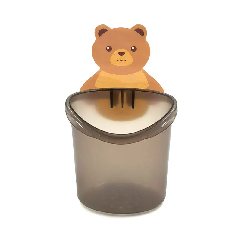 Bathroom Toothbrush Cup Bathroom Wall Hanging Bedside Comb Rubber Tendon Cosmetic Storage Box Toothpaste Bear Hug Storage Rack
