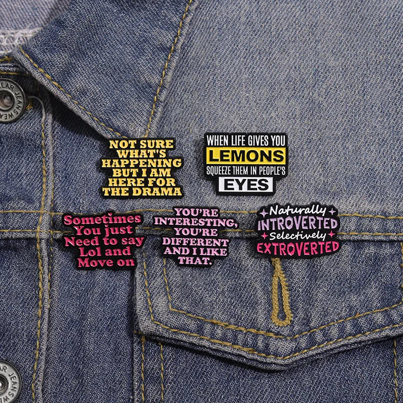Motivational Colorful Cartoon Letter Alloy Pin Badges Fashion Personalized Zinc Alloy Lapel Pins For Men And Women