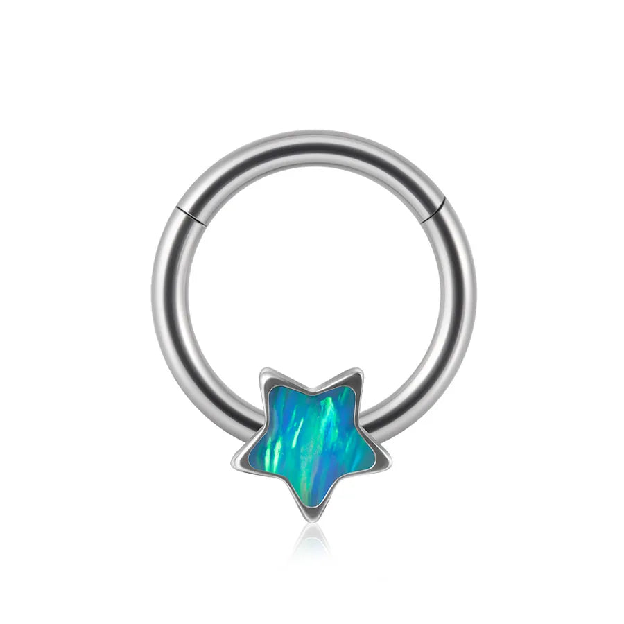1 Piece Nose Rings & Studs Sweet Star Heart Shape Stainless Steel Plating Synthetic opal Resin Nose Rings & Studs