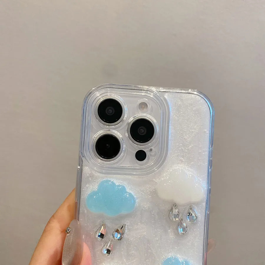 3D Diamond Clouds Apple 16 Pro Phone Case Silicone Transparent Customized Style For Huawei Mate70 Pro New Model Drop Shipping