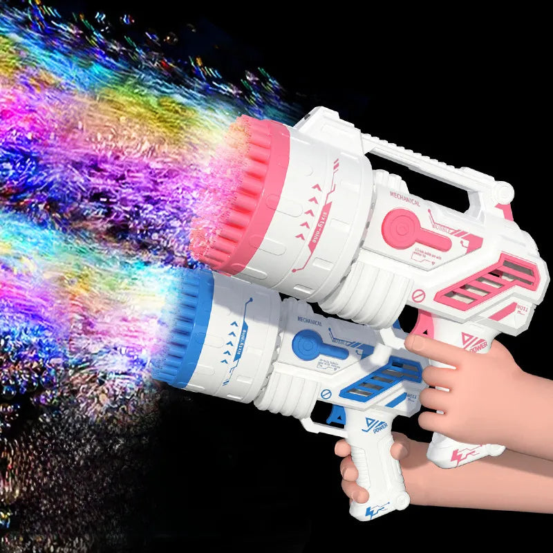 Shake the same 69-hole electric bubble machine children's toys handheld Gatling rocket launcher 32-hole bubble gun wholesale