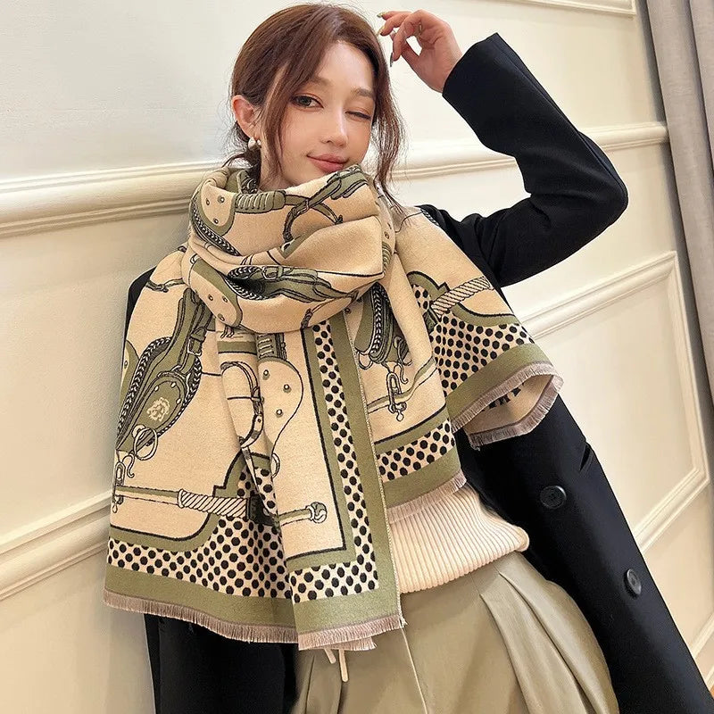 Unisex Basic Color Block Flower Acrylic Scarf