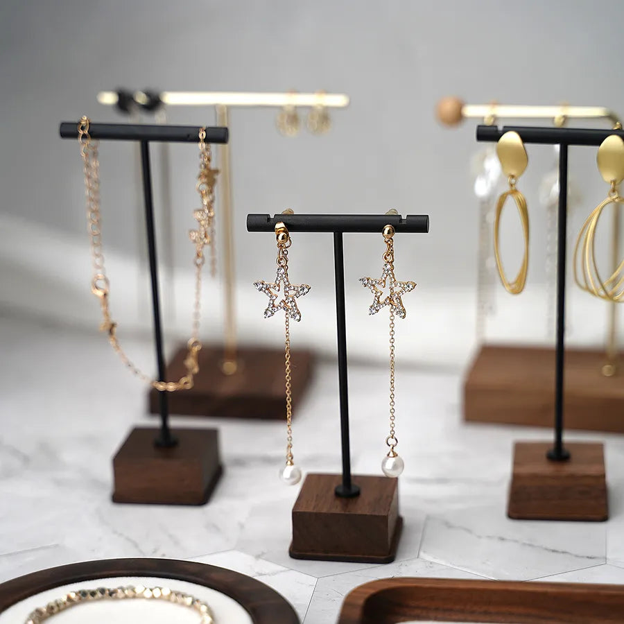 1 Piece solid wood Metal Iron Classic Style Geometric Jewelry Display Jewelry Rack