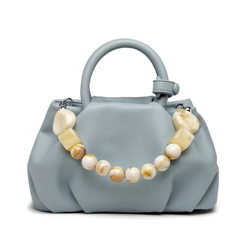 Women's Medium Pu Leather Solid Color Streetwear Beading Magnetic Buckle Cloud Shape Bag