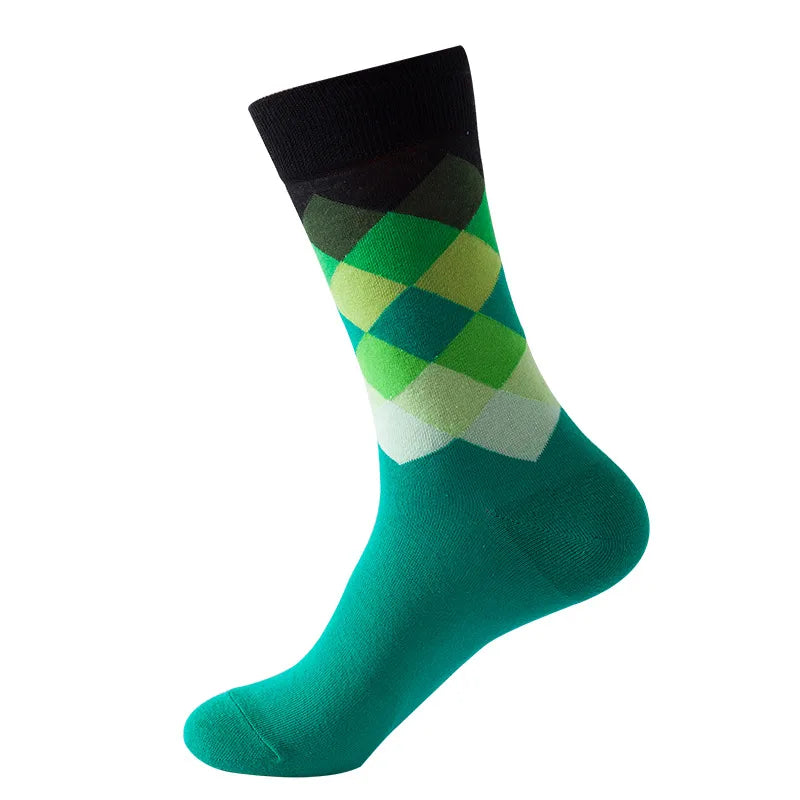 Men's Casual Color Block Lingge Cotton Jacquard Ankle Socks A Pair