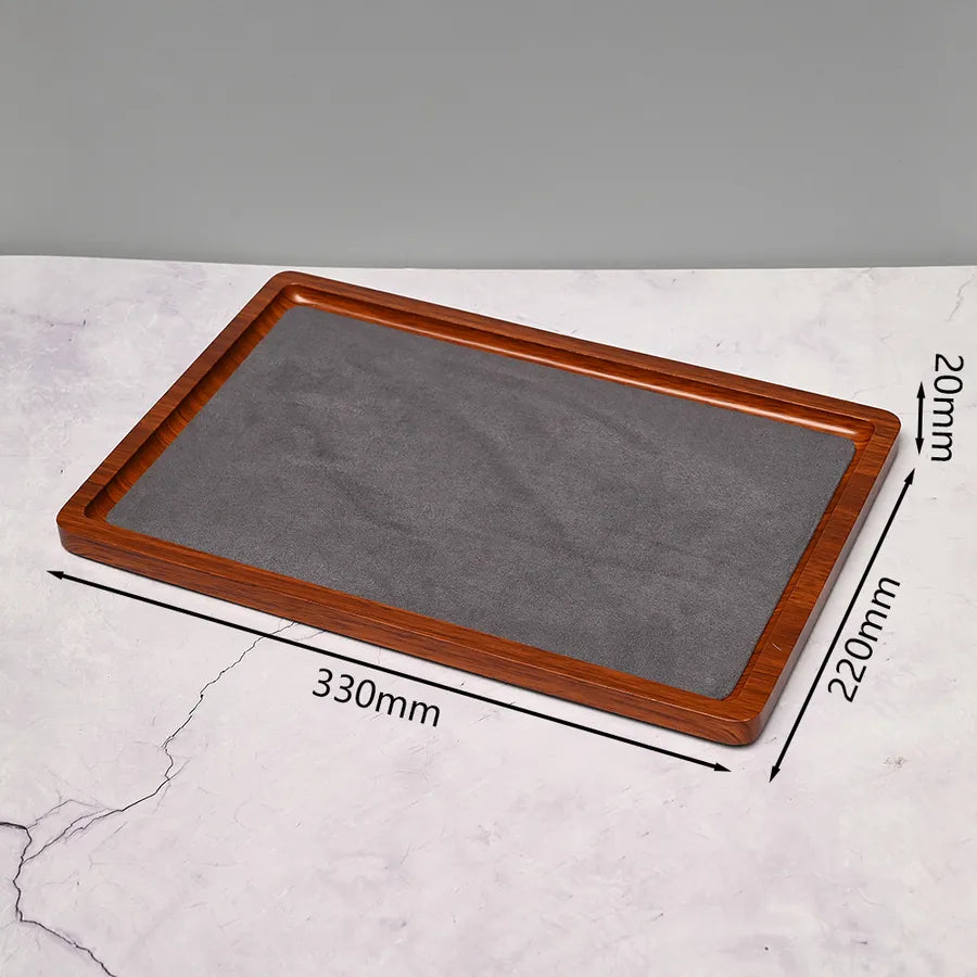 Handmade DIY Jewelry Display Plate Square Rectangle Hand Bracelet Ring Tray Artificial Wood Velvet Simple Style Jewelry Stand