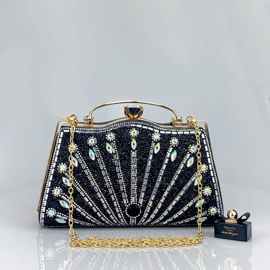 Black Gold Blue Pu Leather Solid Color Evening Bags