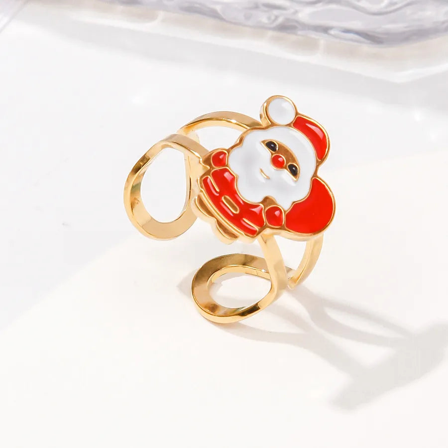 Stainless Steel Halloween Christmas Ring Fashion Universal Design Open Monster Ring Jewelry Cartoon Figures Pattern