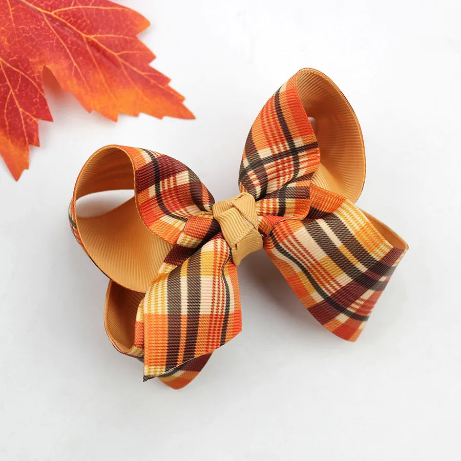 Halloween Thanksgiving Double Layer Bow Knot Pumpkin Ghost Themed Children's Hair Accessories Customizable Fall Season
