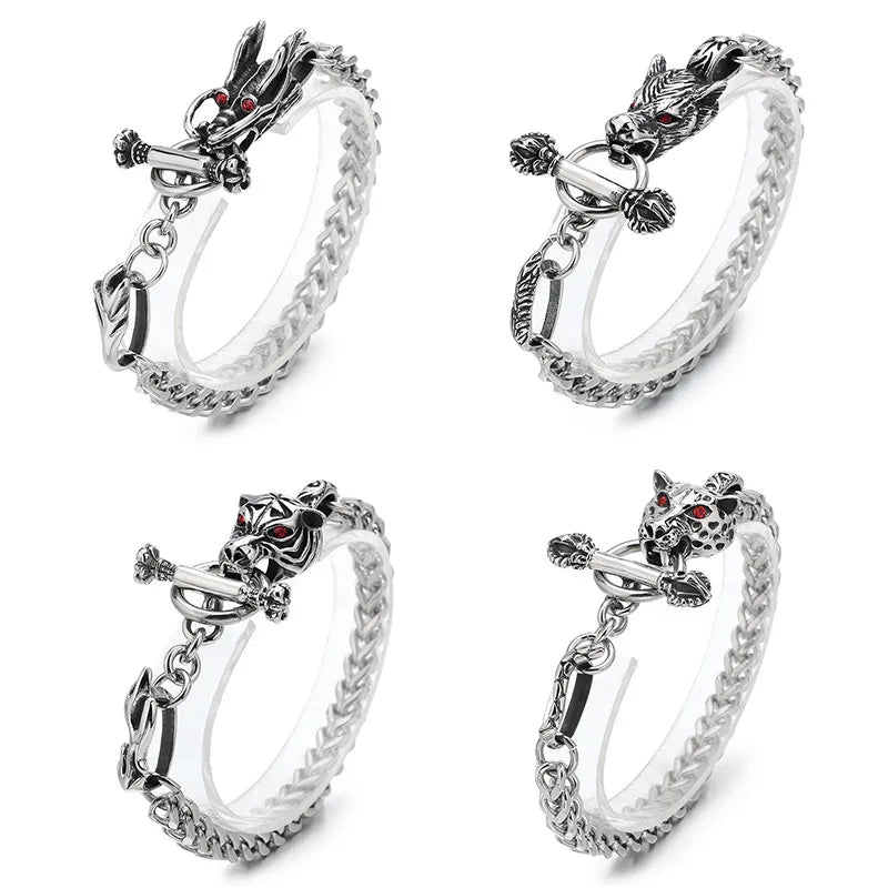 chinoiserie animal titanium steel plating men's bracelets