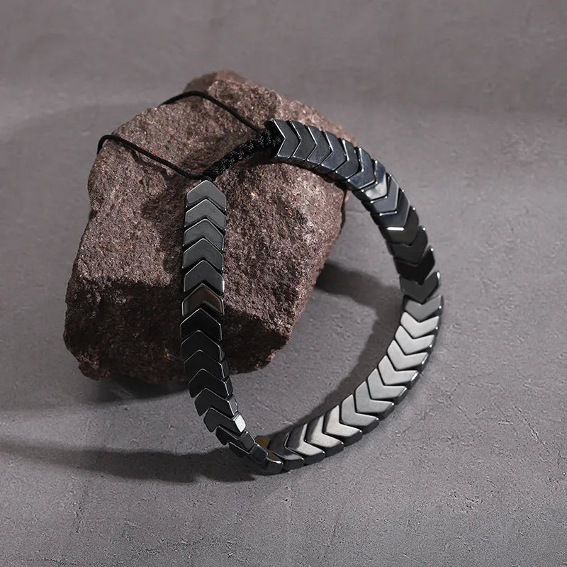 Streetwear Geometric black gallstone Unisex Drawstring Bracelets Men Beaded Bracelets