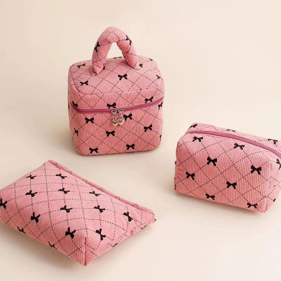 Cute Bow Knot Cotton Square Makeup Bags & Storage