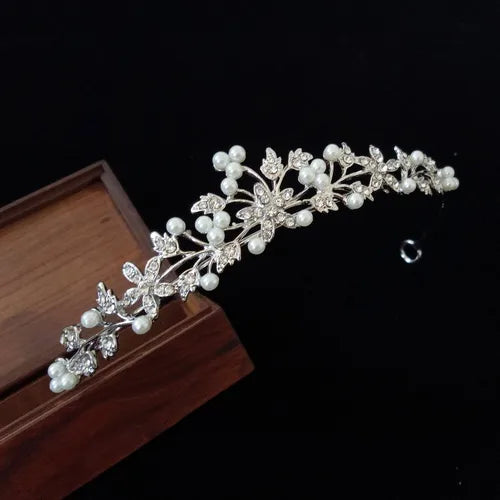 simple style flower imitation pearl alloy rhinestone hair band 1 piece