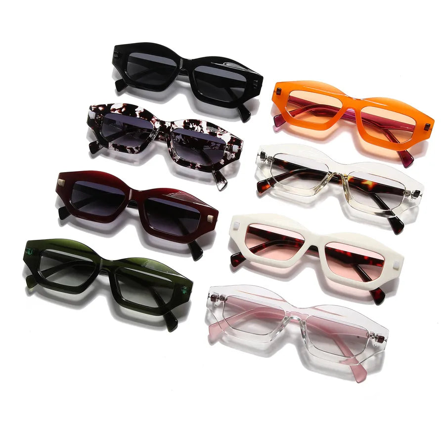 retro color block pc polygon full frame men's sunglasses