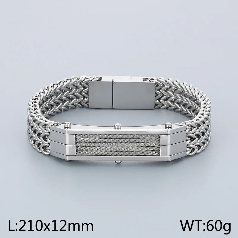 Hip-Hop Solid Color 304 Stainless Steel 18K Gold Plated Men's Bracelets
