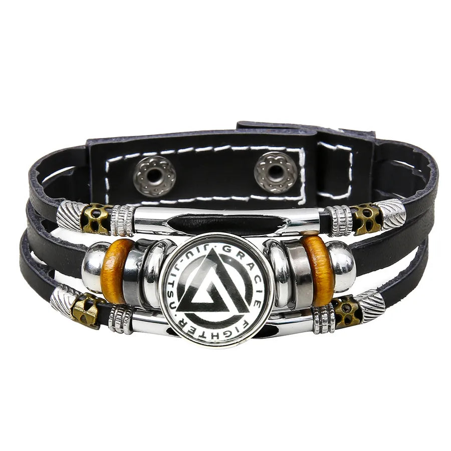 Hot Sale Viking Pirate Compass Pattern Leather Bracelet   Retro Multi-Layer Beaded Bracelet