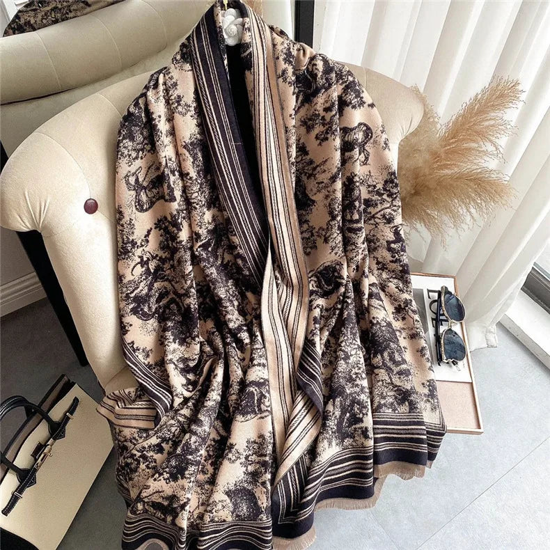 Women's Casual Elegant Color Block Imitation cashmere Tassel Scarf
