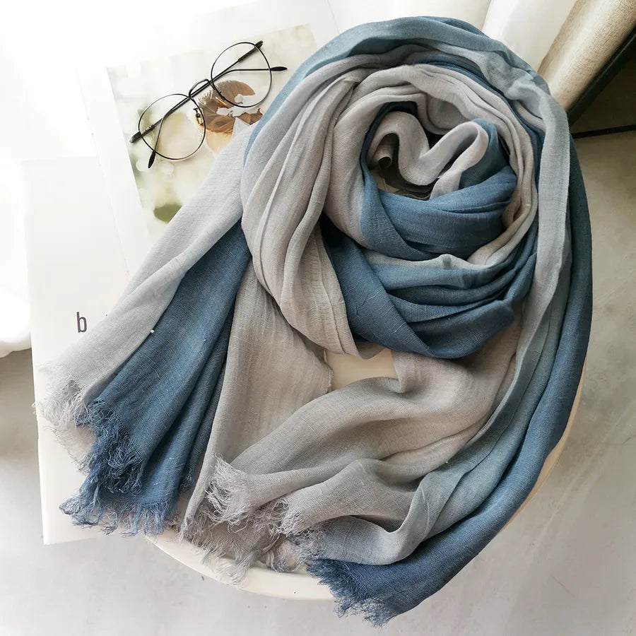 women's elegant gradient color cotton scarves & gloves