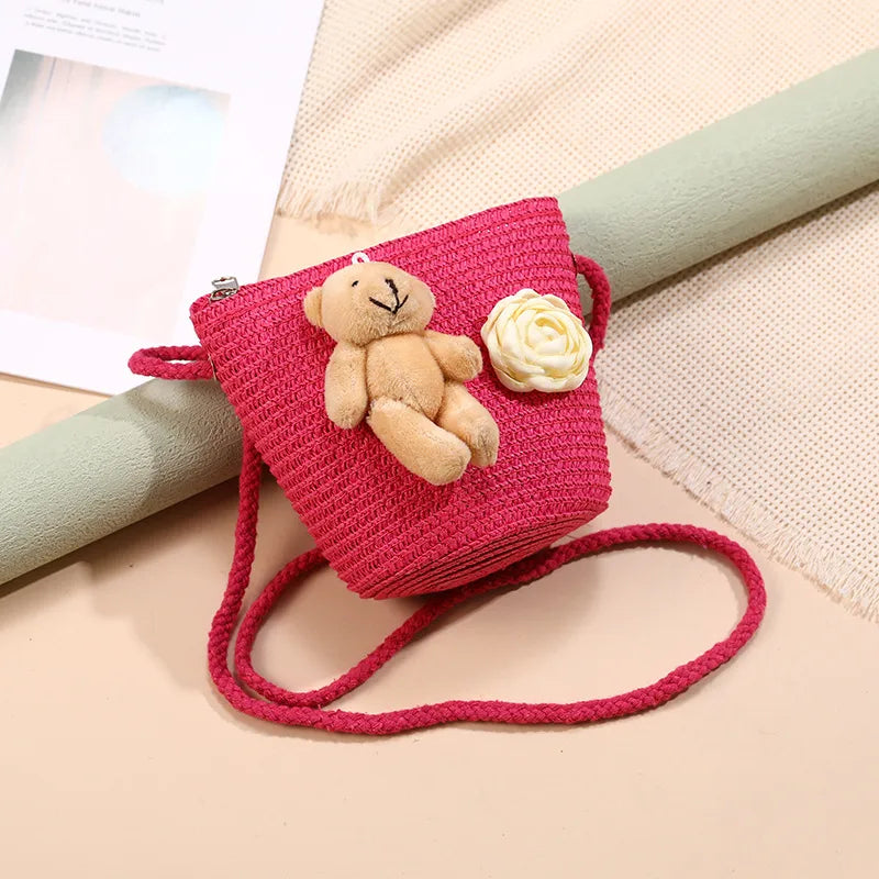 Straw Island Beach Woven Bag Women  New Popular Bag Seaside Straw Bag Cute Kid's Messenger Bag