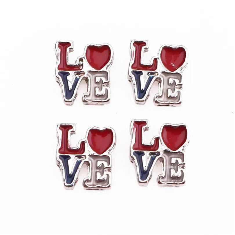 20 PCS/Package Alloy Color Block Heart Shape Beads
