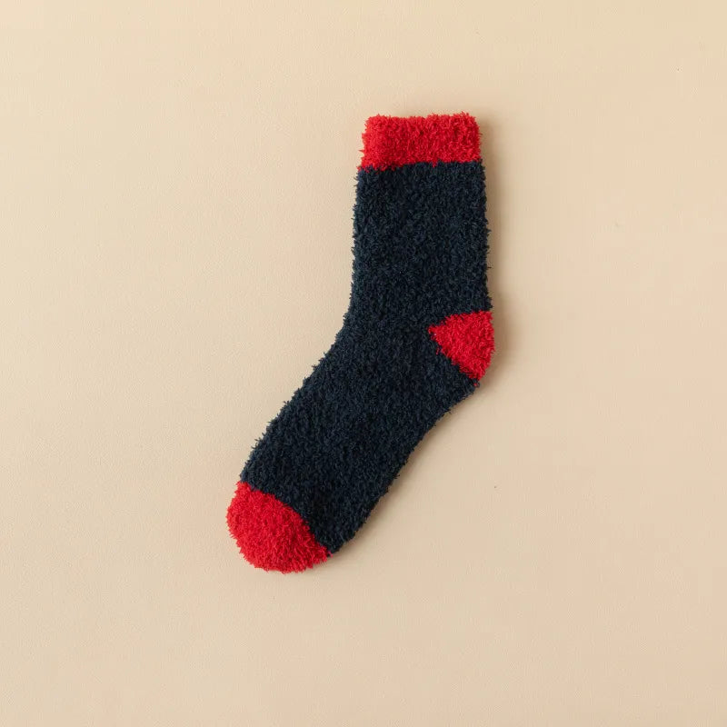 wool-free coral velvet socks men's mid-tube socks autumn and winter men's home warm floor plush socks