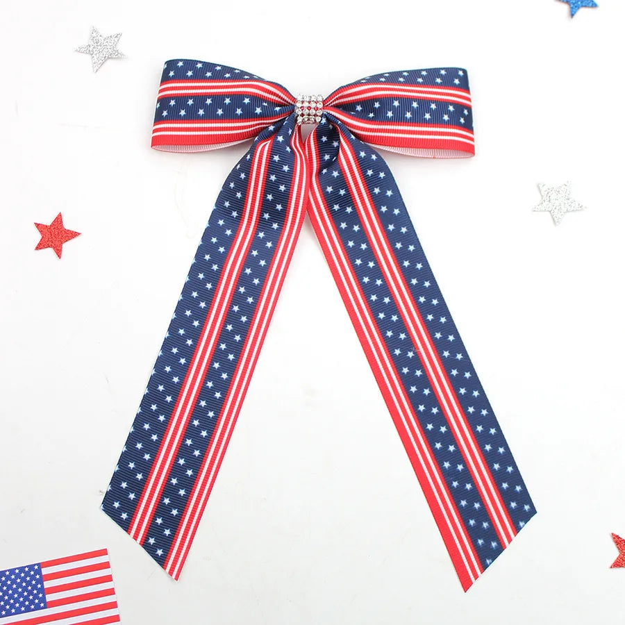 Independence Day Hairpin American Flag Bow Hair Accessories Children Girl Cute Headwear Patriotic Hairpin