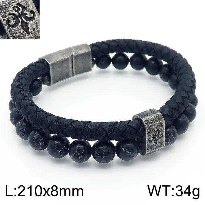Simple Style Solid Color Titanium Steel Layered Men's Bracelets