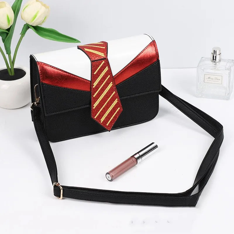 Women's Medium PVC Collar Streetwear Square Flip Cover Crossbody Bag