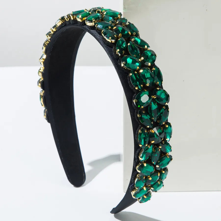 Casual Classic Style Women's Water Droplets Alloy Cloth Glass Inlay Glass Hair Band
