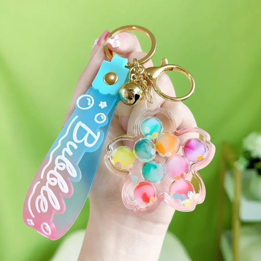Acrylic Keychain Cute Sandflow Bottle Bag Pendant Toy Christmas Valentine Wedding Graduation Birthday Gift Keyring Decoration