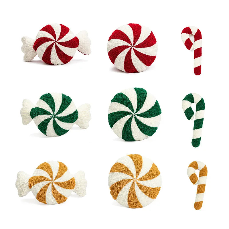 Christmas New Style Ins Wind Cushion Living Room Home Sofa Pillow Flocking Embroidery Candy Cushion Cover