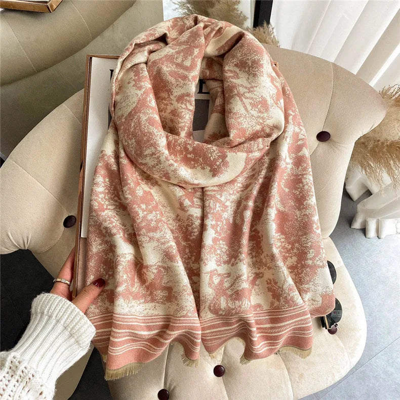 Women's Casual Elegant Color Block Imitation cashmere Tassel Scarf