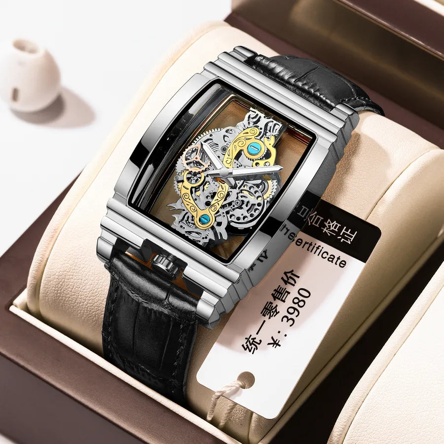 business geometric mesh belt quartz men's watches