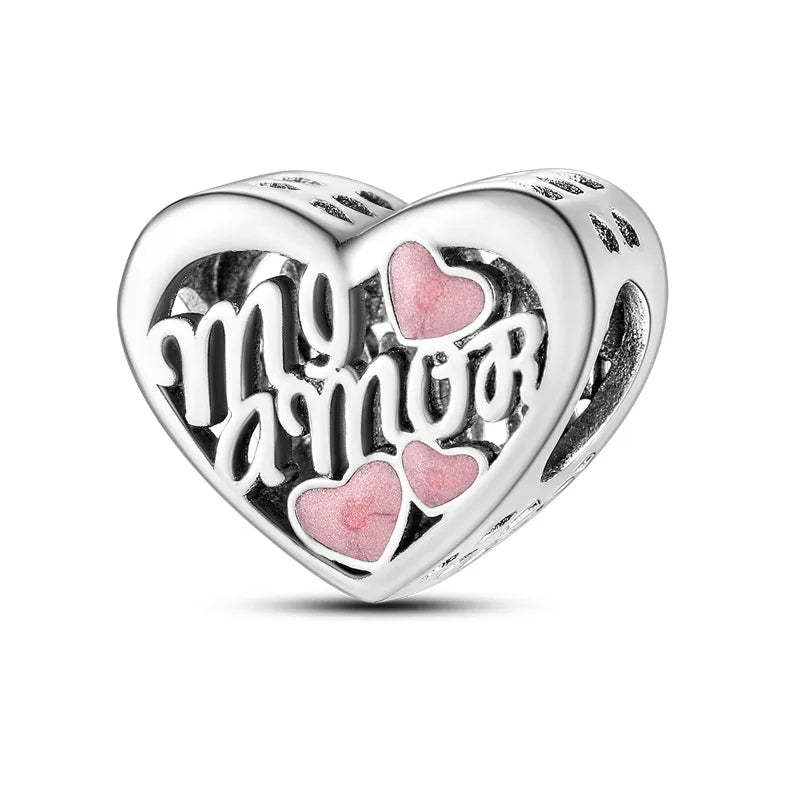 Amazon Hot Sale Original Cool Copper Plating S925 Silver Color Zirconium Heart-Shaped Beaded Charm Bracelet Necklace Cross-Border Wholesale
