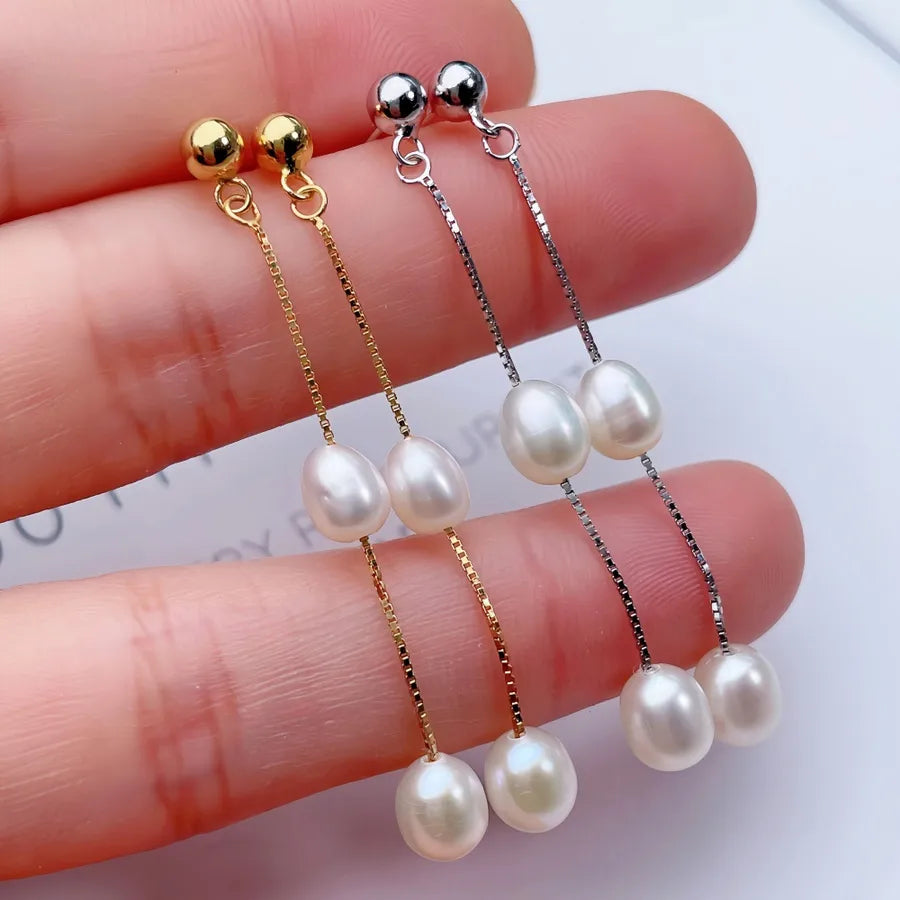 jewelry Zhuji freshwater pearl earrings female tassel diy accessories earrings S925 silver jewelry supply wholesale