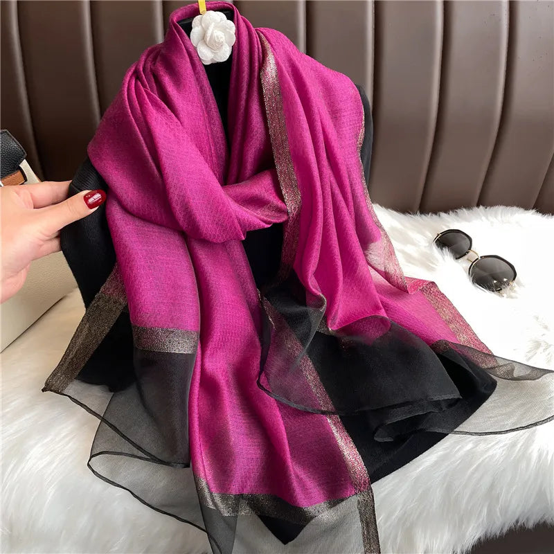 women's elegant solid color polyester scarf