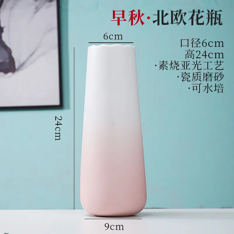 Simple Modern Star Ceramic Vase Ornaments Living Room White Porcelain Fresh Dried Flower Creative Ceramic Flower Set