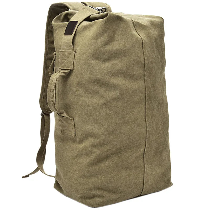 Unisex Solid Color Canvas Zipper Functional Backpack Hiking Backpack