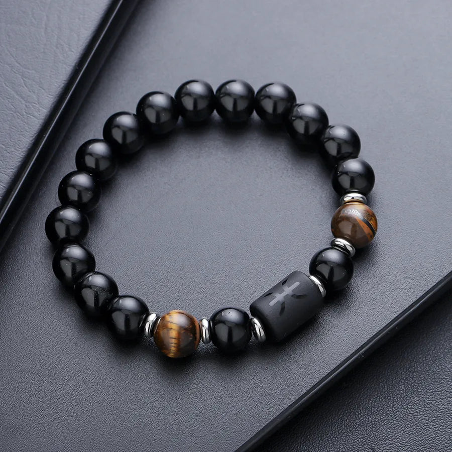 Vintage Style Simple Style Constellation Titanium Steel Plating Unisex Bracelets Men Beaded Bracelets