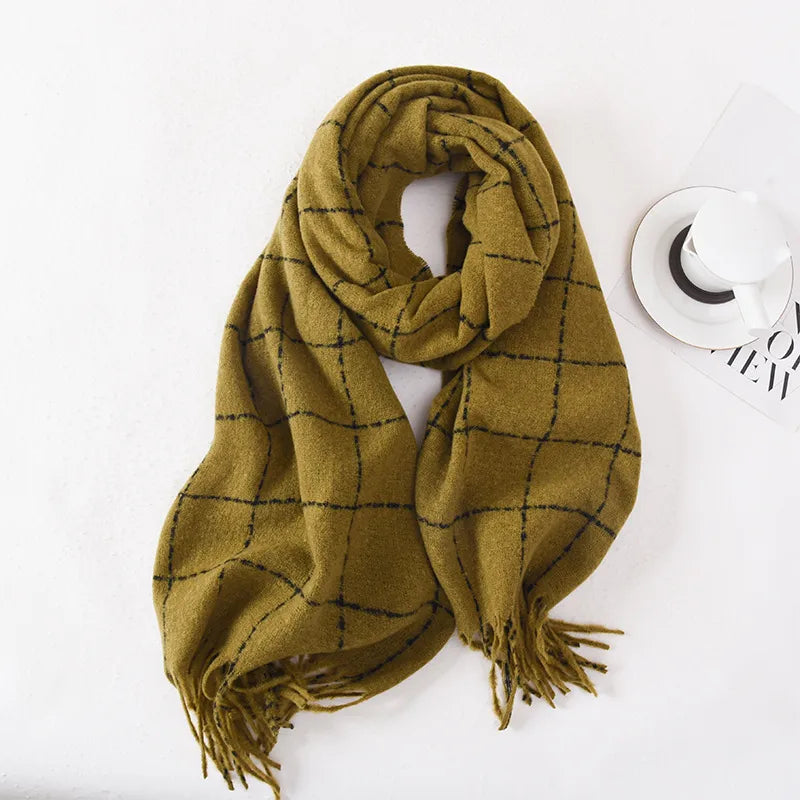 Women's Basic Plaid Imitation cashmere Polyester Scarf