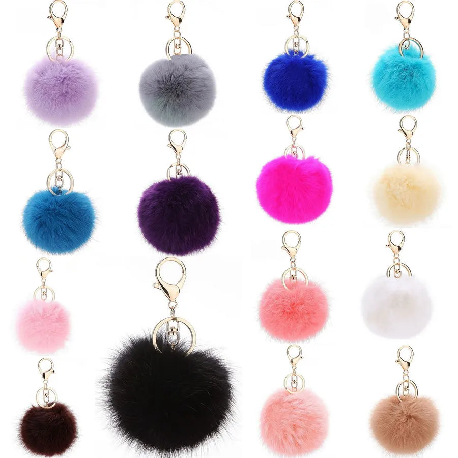 korean style hairball alloy women's bag pendant keychain