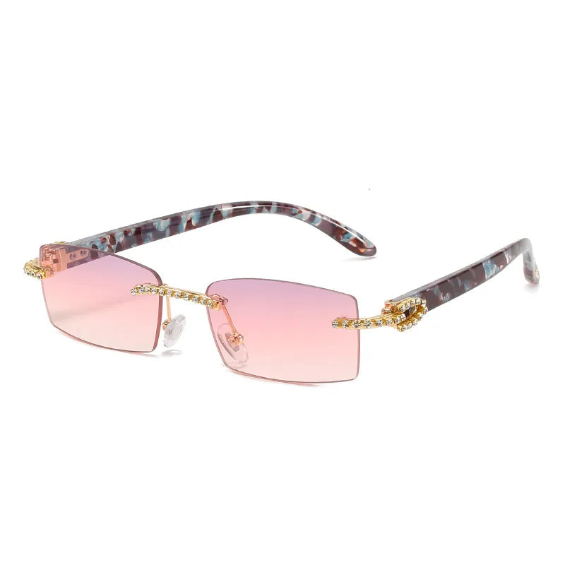 Retro Vacation Rectangle Pc Square Frameless Men's Sunglasses