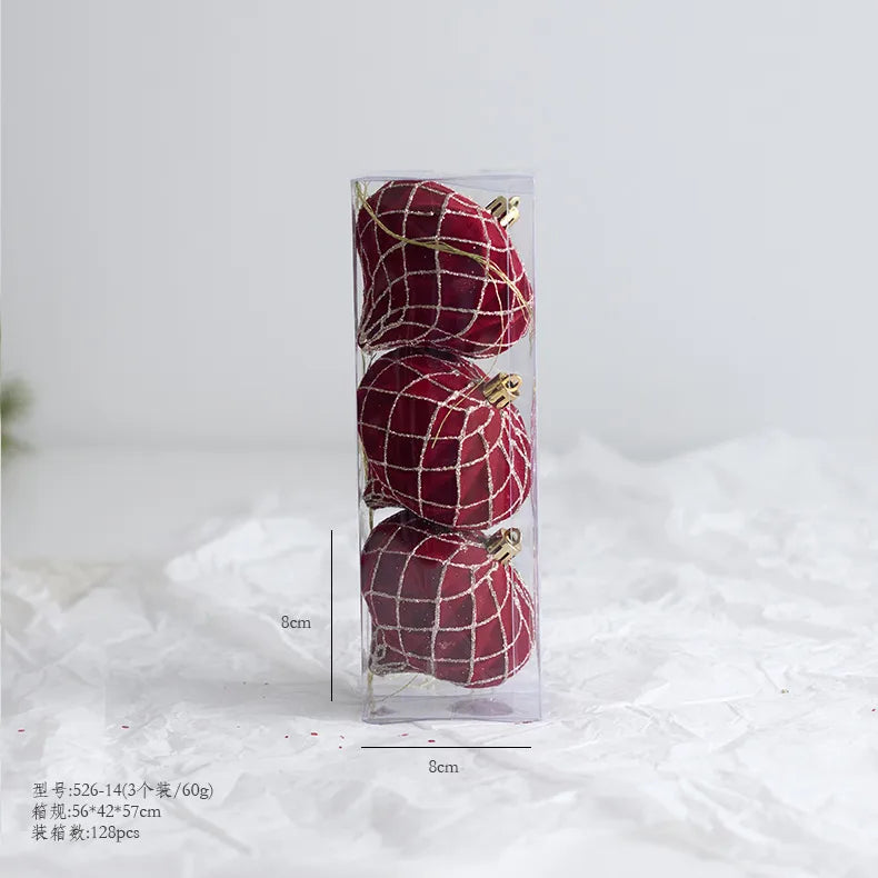 New Christmas Tree Decoration Balls Hanger Dark Red Wine Color Flocking Painted Christmas Balls Irregular Shape PVC Material