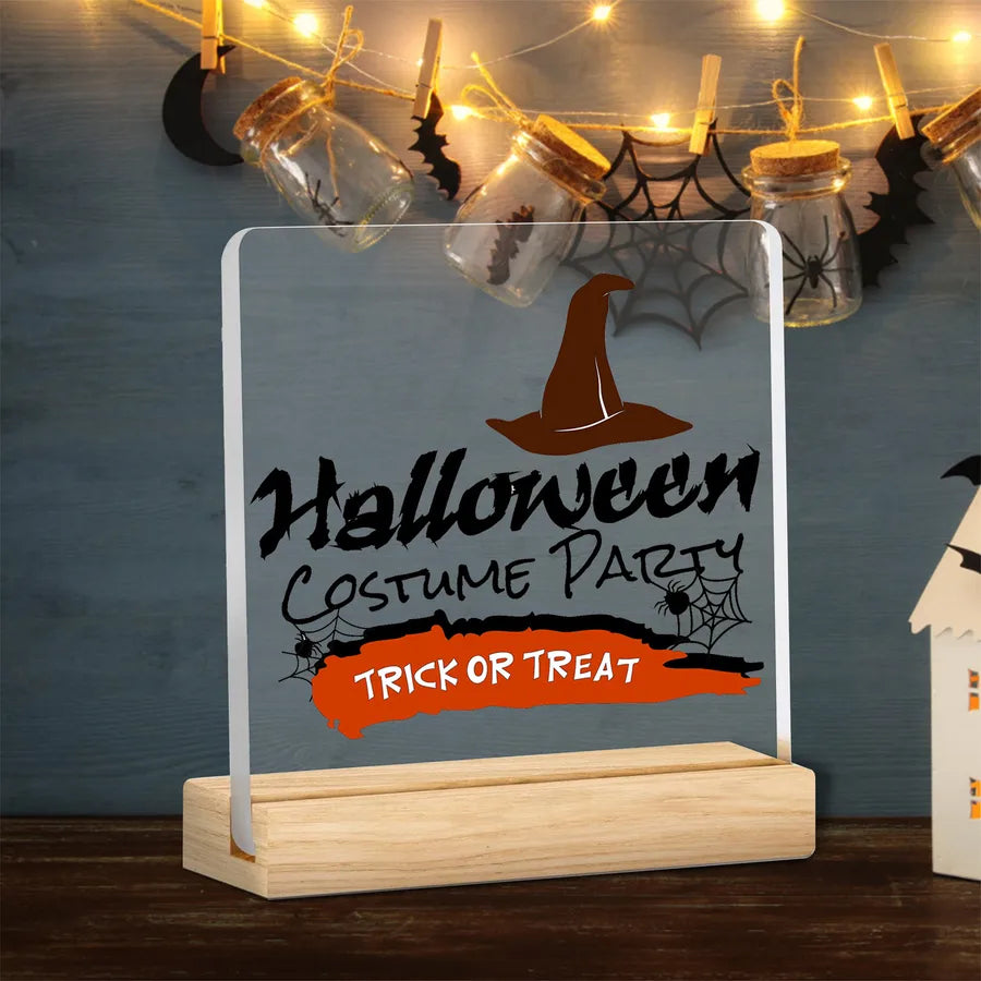 Acrylic Halloween Decorative Tabletop Wooden Ornaments Transparent Festive Home Decoration Ideal For Party Setup
