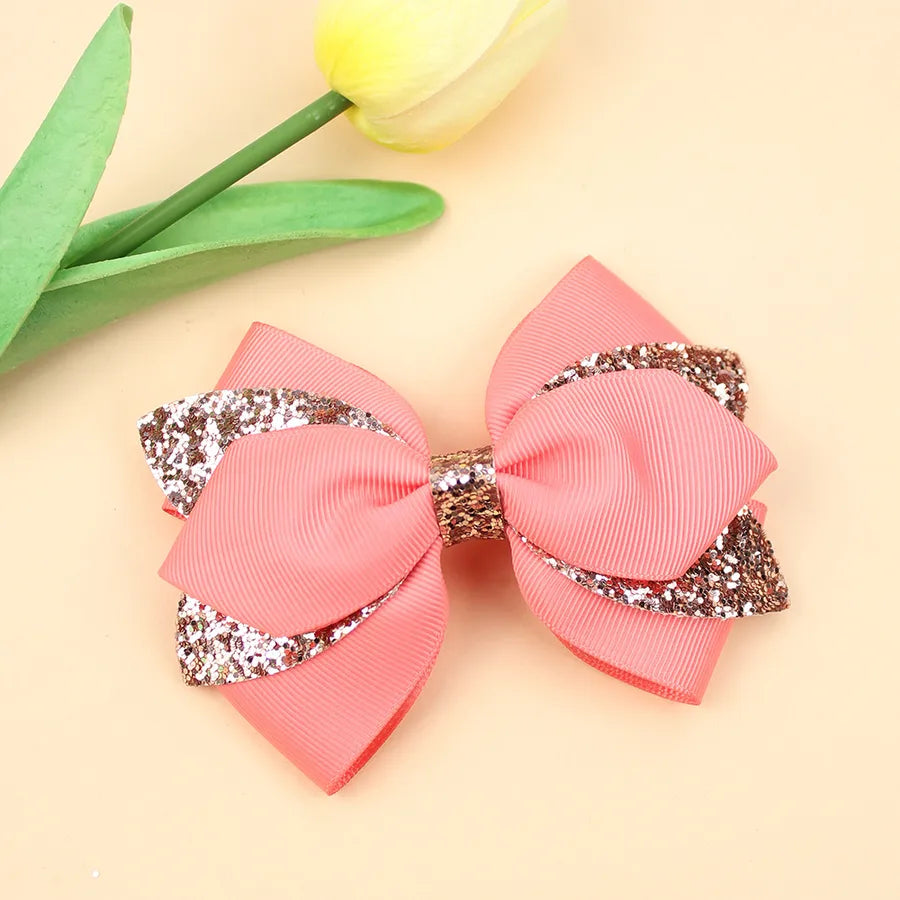 Europe and the United States new double-layer children's glitter film bow hair accessories girls hair clips cute girls hair accessories