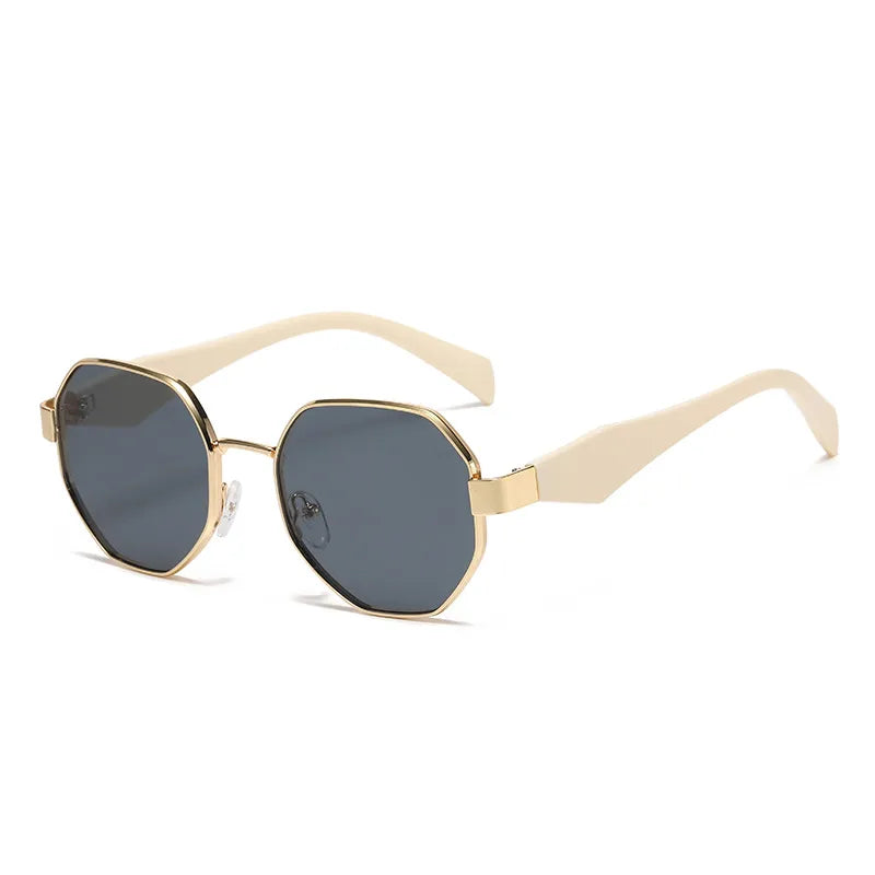 New Style Sunglasses High Sense Women's Personality Modern Box Polygon Metal Sunglasses UV Protection Sunglasses