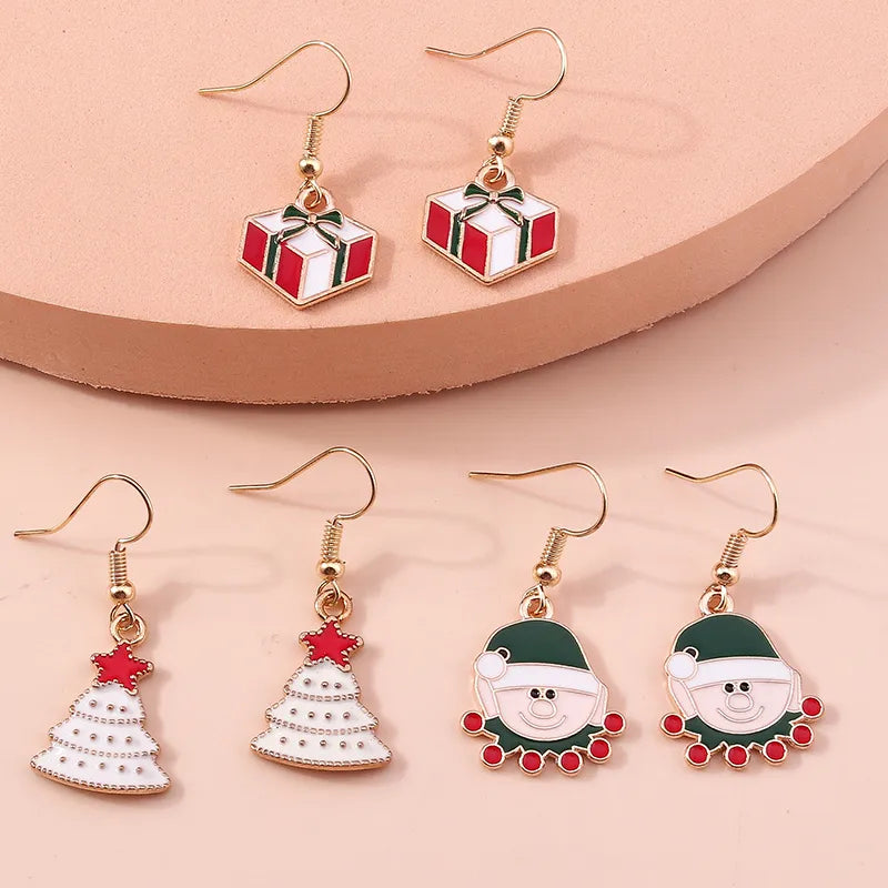 fashion christmas tree santa claus snowman alloy plating inlay rhinestones women's drop earrings 1 set