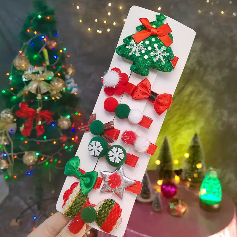 Christmas Christmas Bow Knot Cloth Metal Party Hairpin